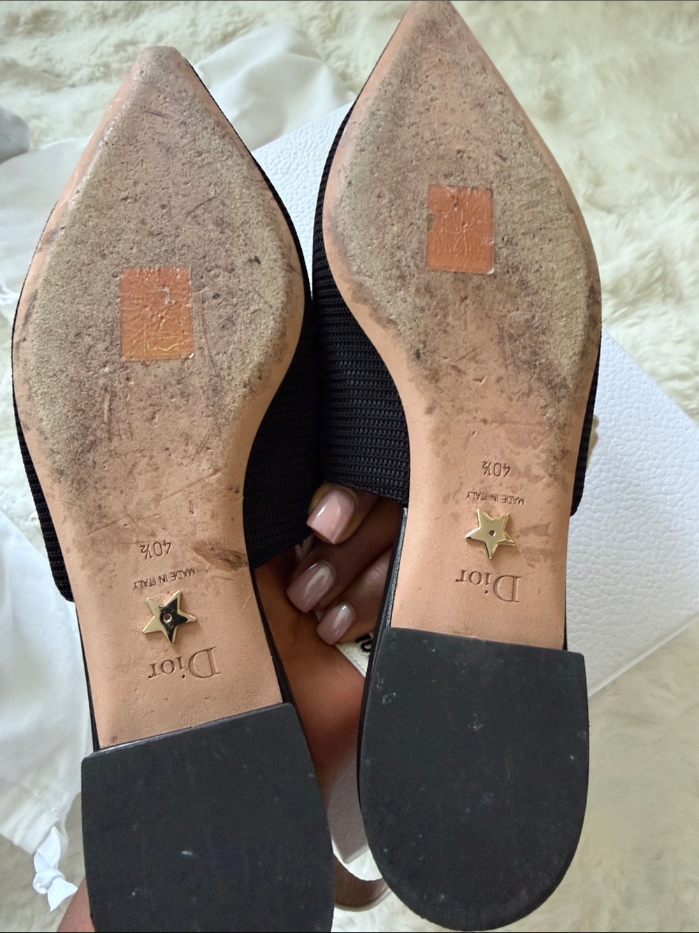 Dior Black Pointed Toe Slingback Flats with J'Adior Strap - Picture 4 of 8